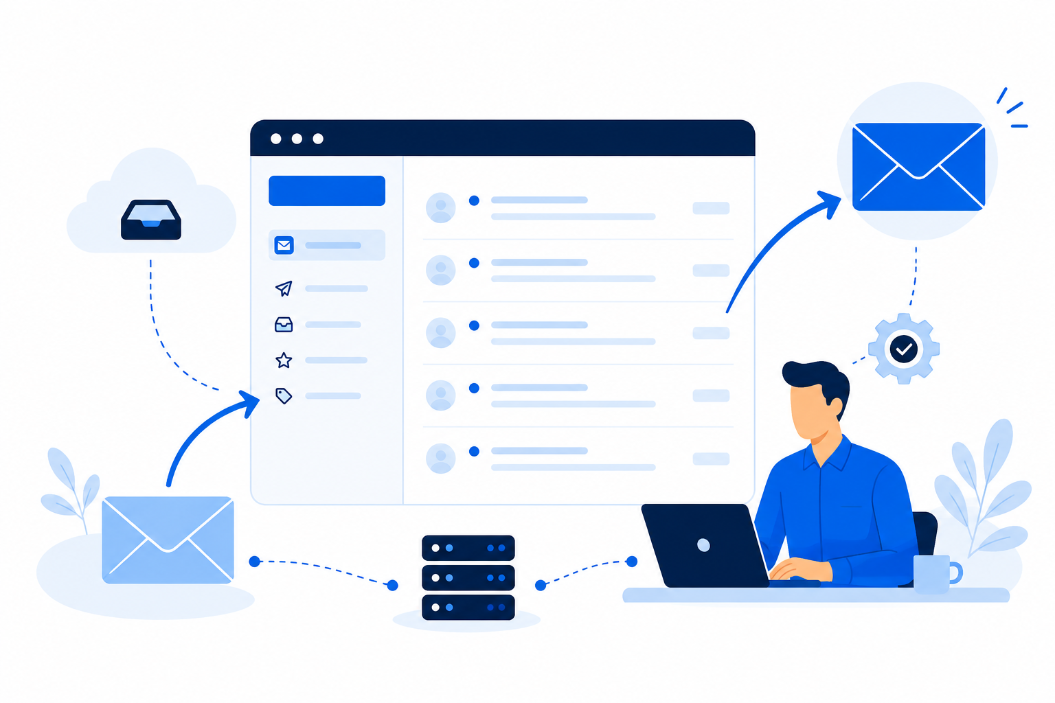 Verzenden vanaf uw eigen adres · Breng uw inbox naar uw app